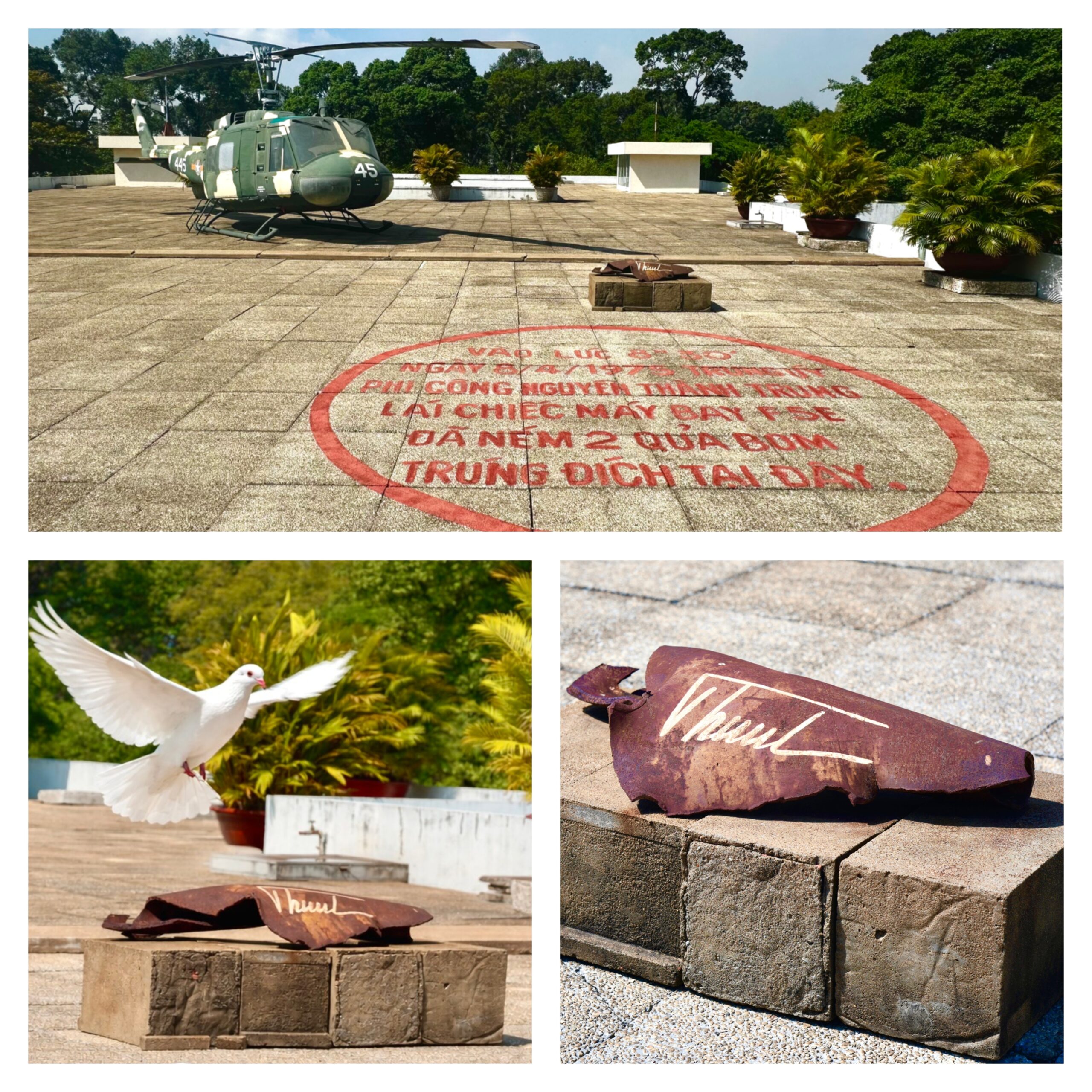 DẤU TÍCH SỰ KIỆN NÉM BOM DINH ĐỘC LẬP NGÀY 08/04/1975